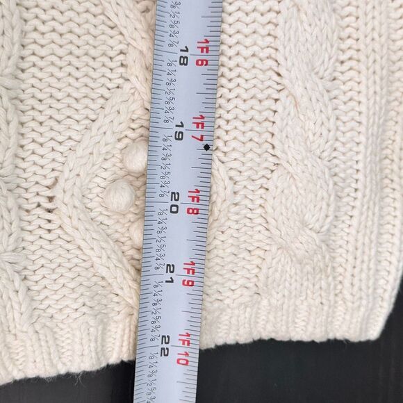 High Sierra Chunky Cable Knit Zip Sweater Cream Ivory Bobble Detail Size M - Picture 7 of 9